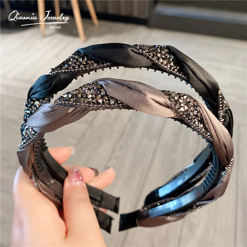 发箍水钻麻花扭结带齿梳