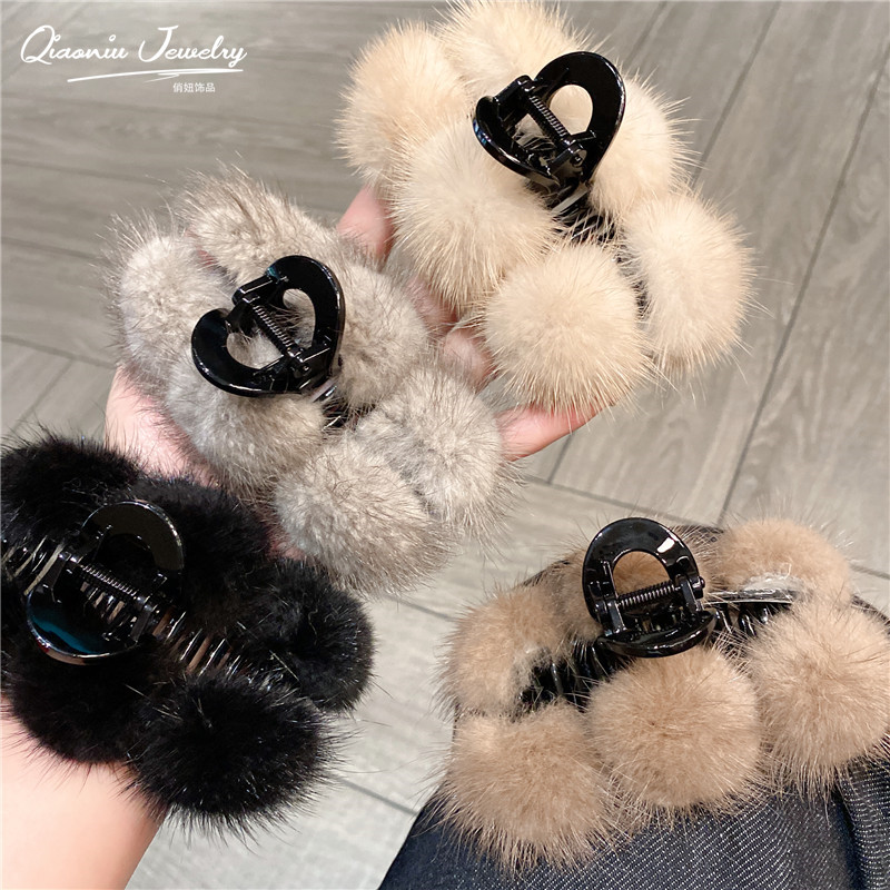 抓夹水貂毛日韩6颗毛球球