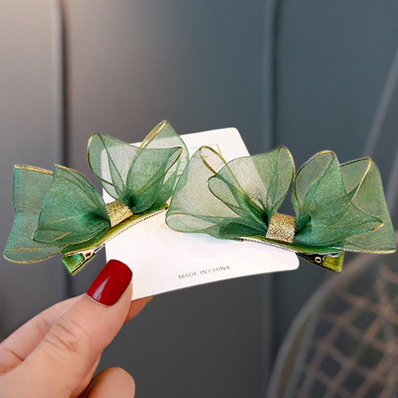 韩式女童网纱立体蝴蝶结发夹百搭