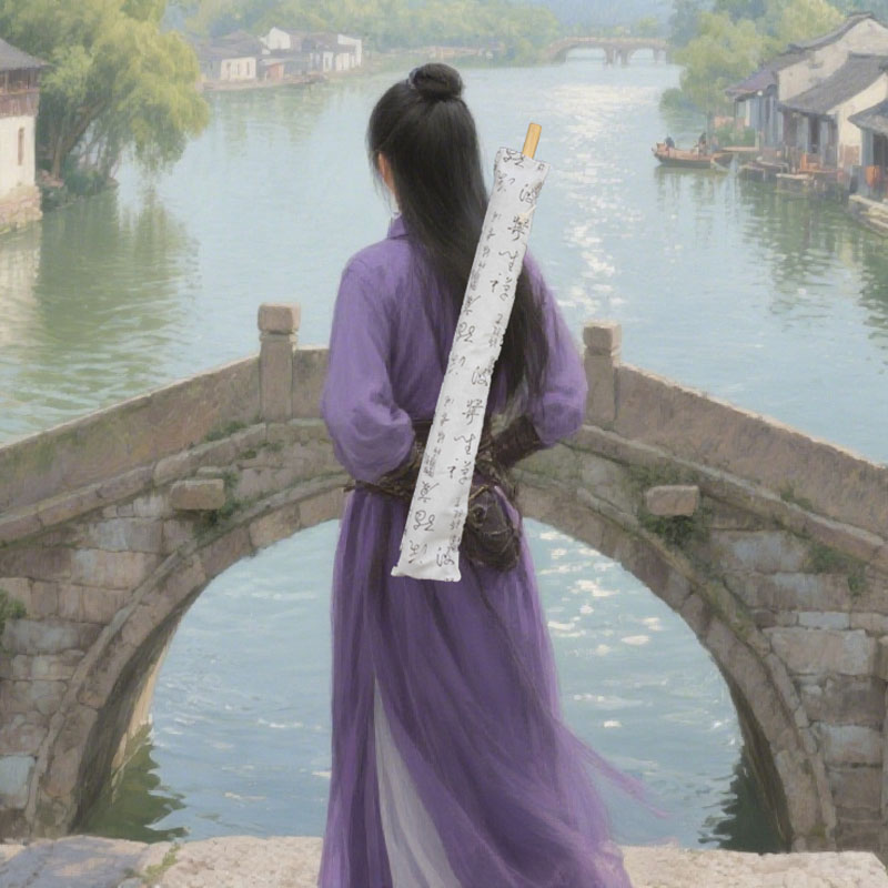 带背带长条形束口棉麻袋子