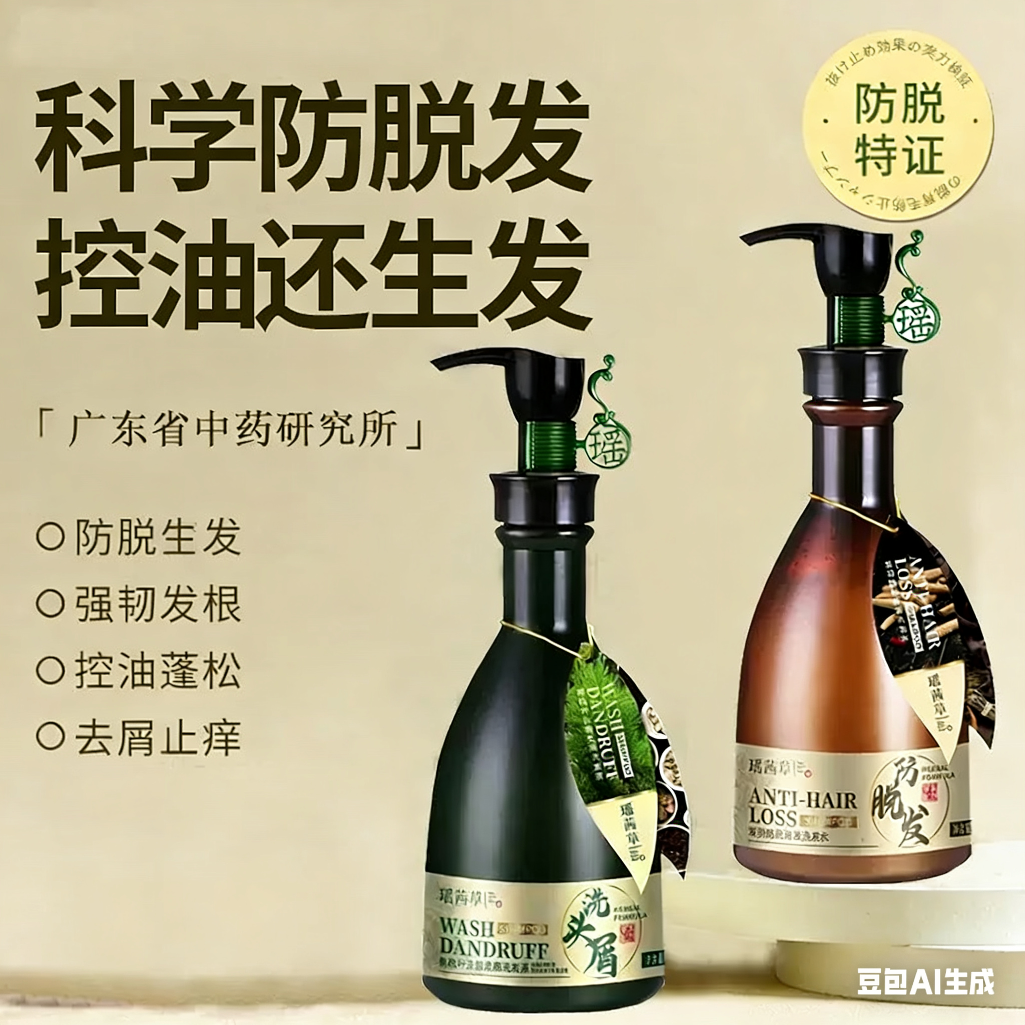 防脱发防掉发洗发水控油去屑草本防脱生发去油止痒蓬松洗发乳男女