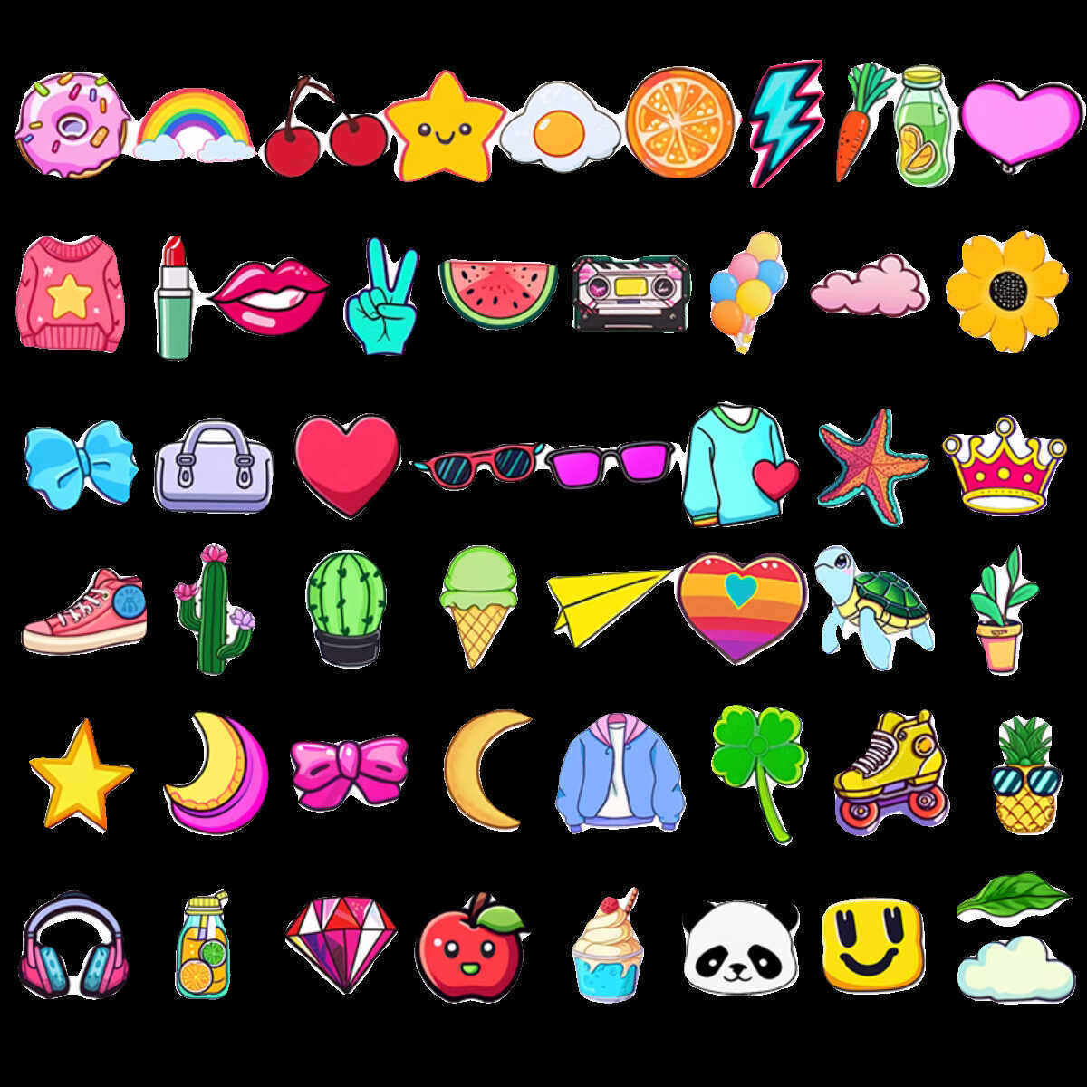 50张小清新日常贴纸儿童贴画DIY手帐行李箱手机笔记本电脑装饰