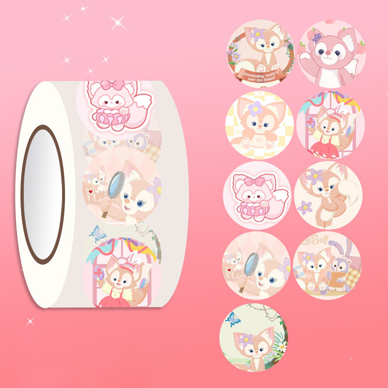 玲娜贝儿卷卷贴手账装饰圆形贴纸可爱外卖封口贴卡通儿童贴画标签