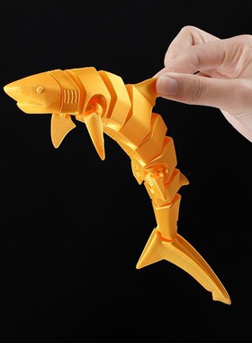3d打印玩具鲨鱼关节动鱼缸造景茶宠儿童洗澡仿真海洋生物模型手办