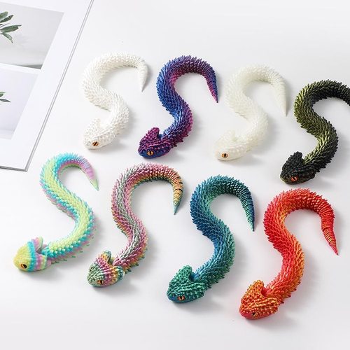 3D打印蛇关节蝰蛇手办摆件仿真动物模型夜光儿童生日礼物可张嘴