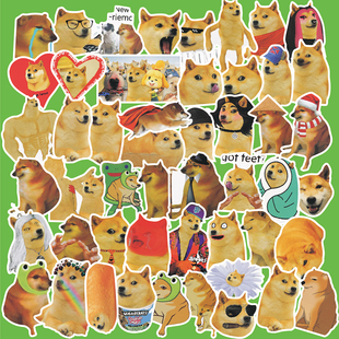 50张网红柴犬沙雕表情包贴纸手帐meme狗神烦狗装饰手机壳diy防水