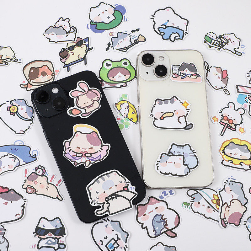 卡通DIY猫咪贴纸可爱手机笔记本杯子电脑手帐54张装饰防水贴画