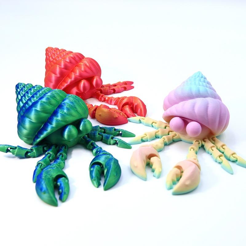 3D打印寄居蟹关节可动鱼缸造景跨境摆摊创意摆件儿童玩具礼物大全