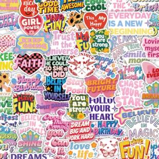 120张英文激励励志文字少女心手帐手机壳行李箱IPAD装 饰贴纸