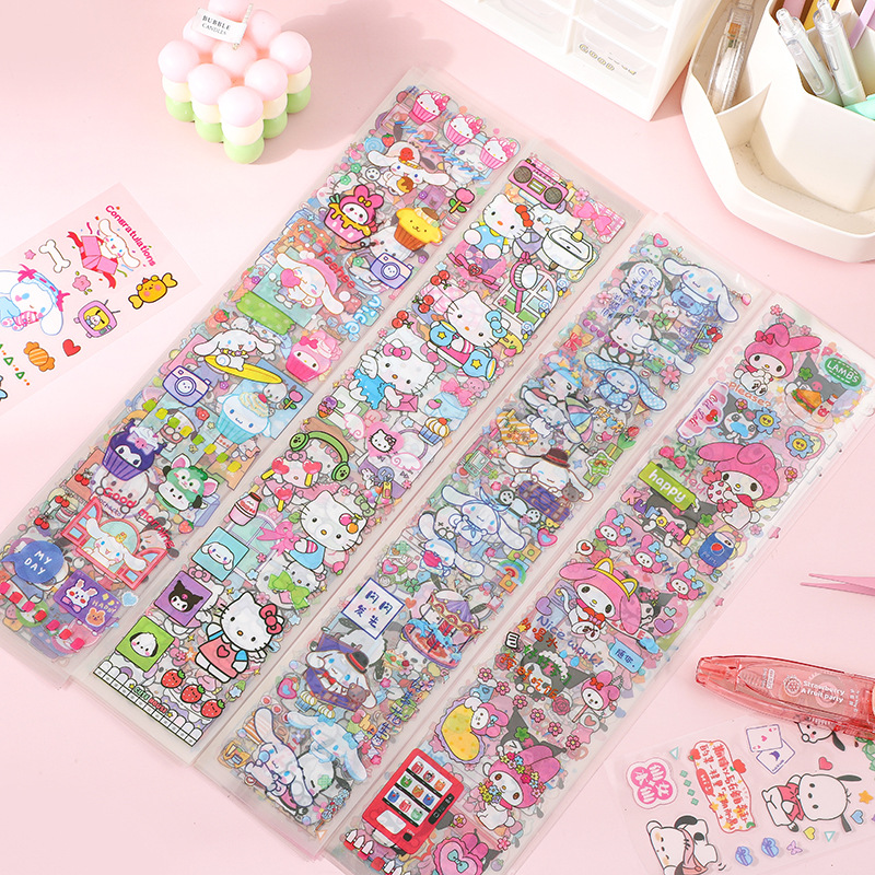 三丽鸥贴纸可爱KT猫帕恰狗透明PVC防水卡通手账装饰素材贴画素材