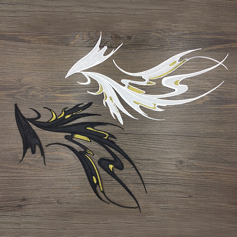 黑色凤凰布贴刺绣大号中国风衣服贴补丁贴中式贴布补丁绣花图案