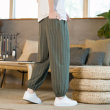 灯笼裤男士大码条纹休闲裤风夏季潮宽松运动阔腿哈伦裤K38P45，男装休闲裤，星座203-3