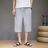 夏季亚麻七分裤男士风大码直筒哈伦裤弹力沙滩萝卜裤FK17P30，男装休闲裤，星座203-3