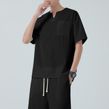 纯色夏季短袖t恤男装V领上衣服潮牌潮流ins男生宽松半袖TT01P25，男装T恤，星座203-3