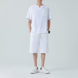纯色夏季短袖t恤男装V领上衣服潮牌潮流ins男生宽松半袖TT01P25，男装T恤，星座203-3