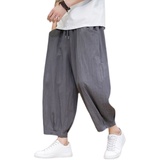 2024春夏新品九分裤风日系潮流大码灯笼裤棉麻萝卜裤FK20P45，男装休闲裤，星座203-3