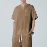 纯色夏季短袖t恤男装V领上衣服潮牌潮流ins男生宽松半袖TT01P25，男装T恤，星座203-3