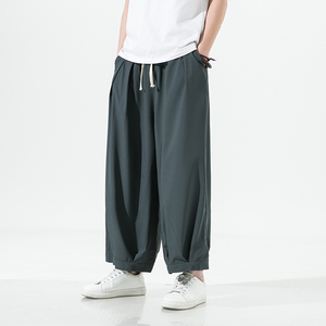 冰丝裤男装大码休闲阔腿裤风夏季潮沙滩裤日系灯笼裤FK12P40图片