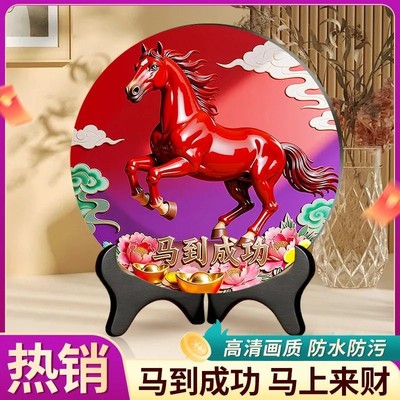 工厂现货2026马上来财摆件客厅卧室办公桌书房马年马到会成功摆件