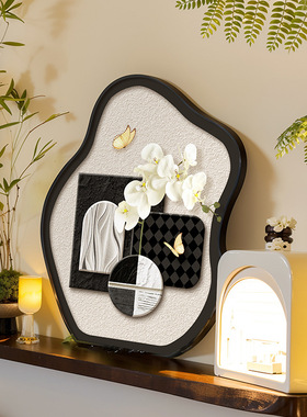 简约现代卧室桌面摆画装饰画高级感客厅玄关摆件兰花蝴蝶2025