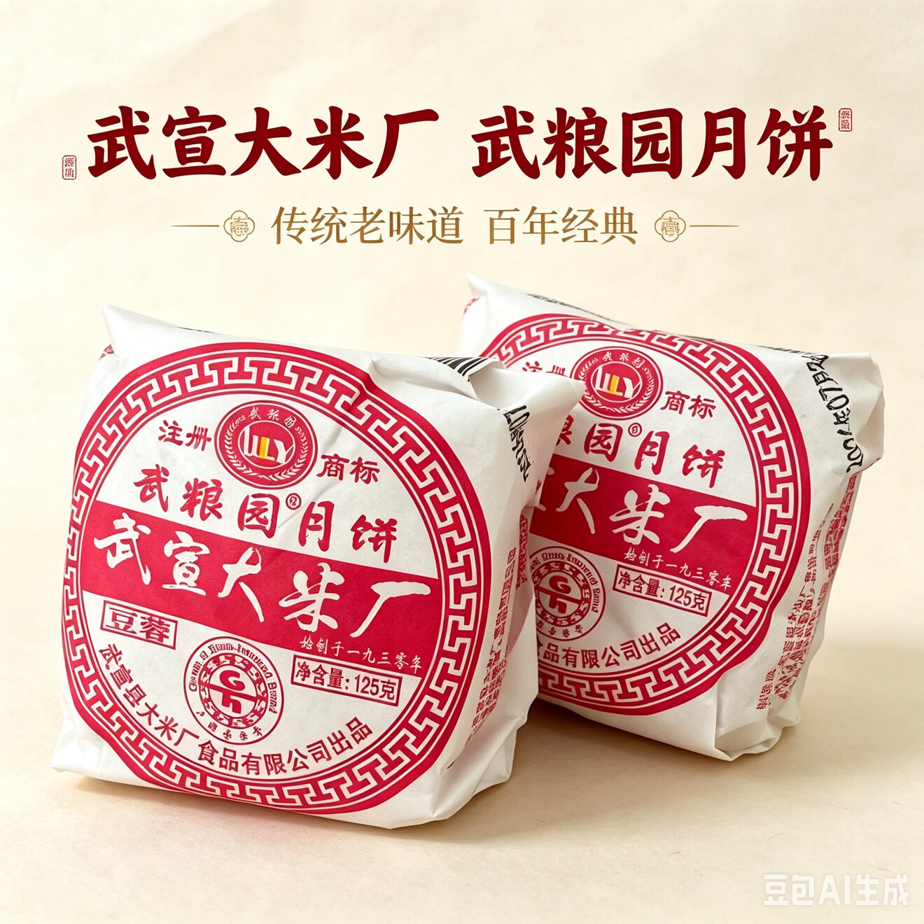 武宣大米厂武粮园月饼百年经典传统老味道纸包装豆蓉五仁叉烧