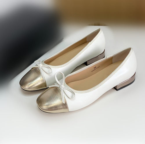 圆头浅口拼色低跟蝴蝶结单鞋