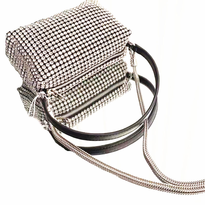 闪闪钻链条小方包波士顿包镶钻