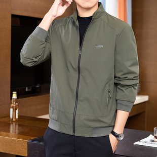 2026年新款春秋款外套男士薄款休闲中年爸爸装立领夹克男款春装