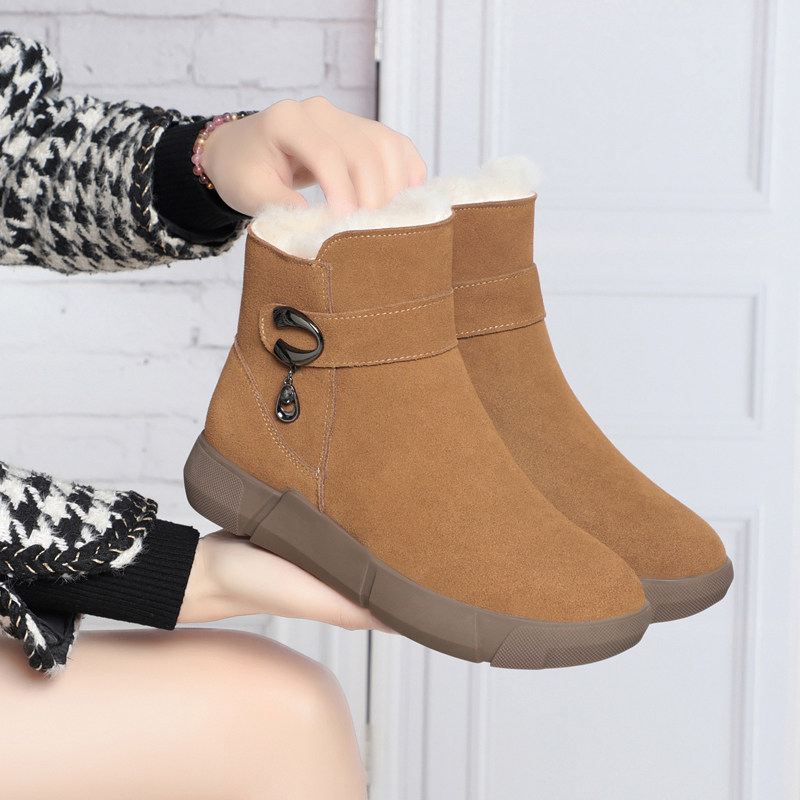 皮毛一体雪地靴女冬加绒加厚棉鞋防滑保暖羊毛短靴41一43大码女靴,女鞋,时尚雪地靴,淘宝优惠券,粉丝福利购,淘宝优惠卷
