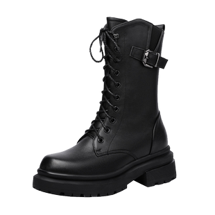 女款真皮马丁靴女士中筒靴加厚羊毛女靴皮毛一体靴子冬季棉鞋新款