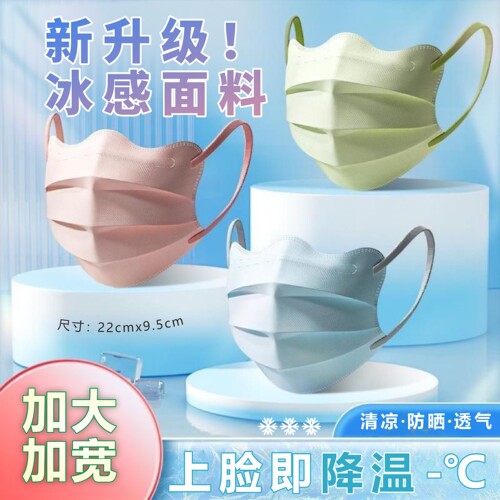 口罩加大蝶形夏季新款冰冷感防晒一次性高颜值大脸专用透气护眼角