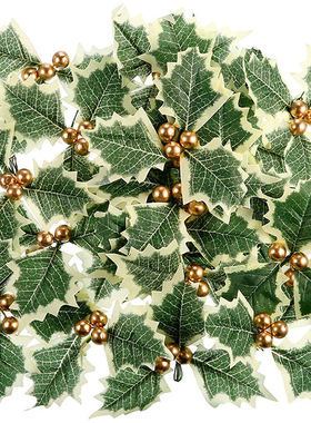 圣诞花环手工浆果插件圣诞装饰仿真小红果绿叶圣诞树藤圈配件