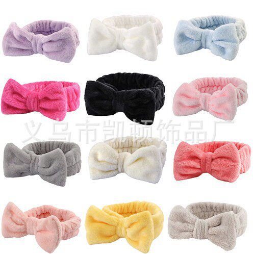 韩版纯色大蝴蝶结洗脸束发带可爱面膜头巾化妆发箍运动头带