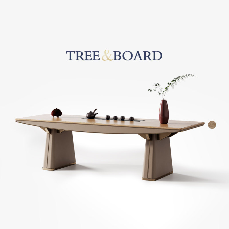 轻奢白蜡木茶桌别墅家用会客茶台