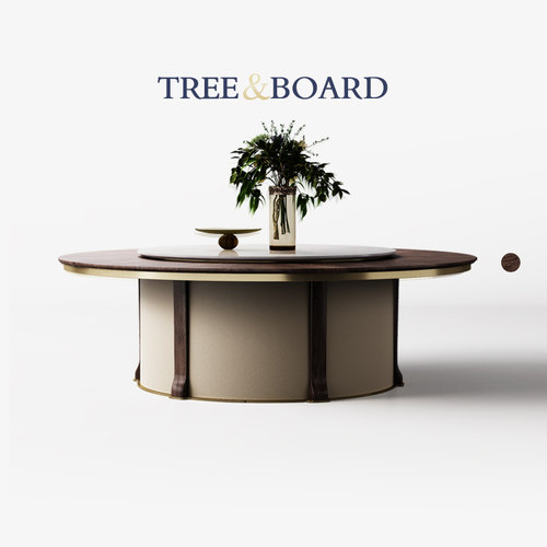 北美胡桃木电动餐桌高端奢华圆桌