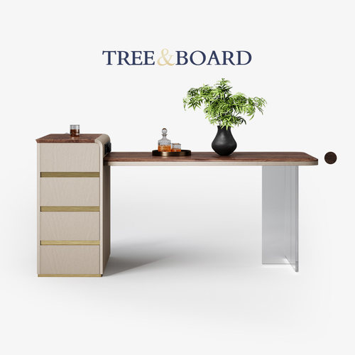 胡桃木岛台餐桌一体可伸缩家用桌