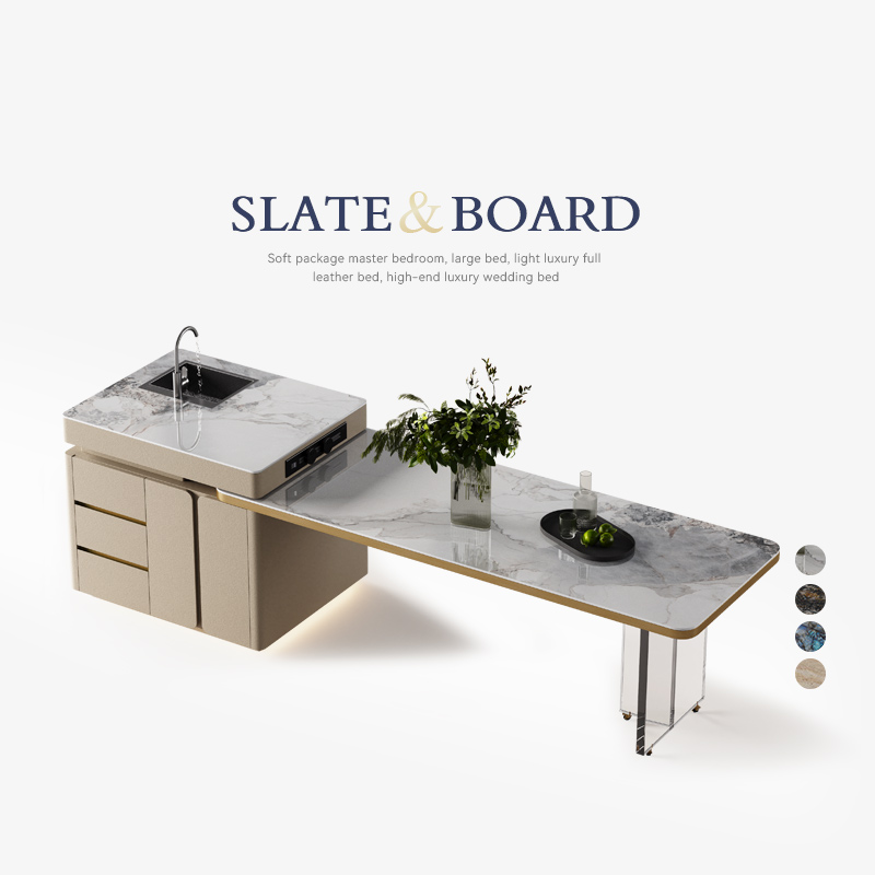 悬浮岛台餐桌一体家用水槽吧台