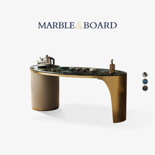 Mobeier 天然大理石茶桌高端原创腰形客厅家用轻奢阳台小茶台