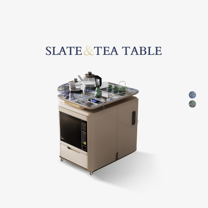 轻奢岩板伸缩岛台餐桌一体高级感