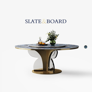 岩板圆餐桌高级感轻奢现代简约家用大平层亚克力悬浮餐台 Mobeier