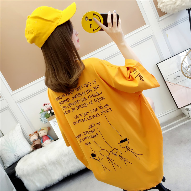 Ultra-fire cec Short sleeve T-shirt ins Easy student Sen family ulzzang Korean Edition Mid length version Split ends clothesin the Women's clothing/Boutique , T-shirt  category - from Buy2taobao.com to provide professional Taobao agent buy service