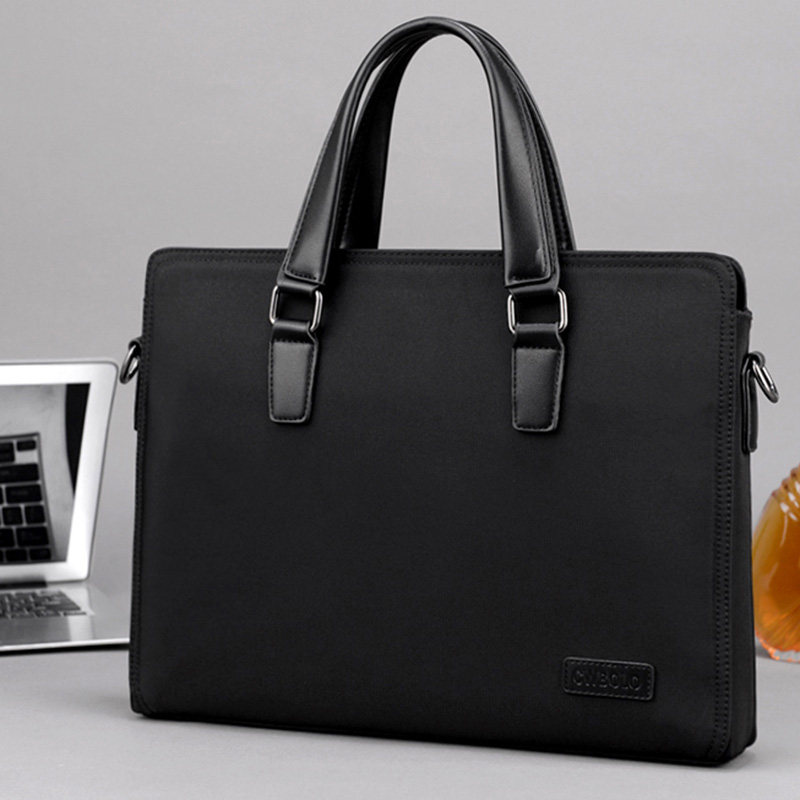 保罗男包手提包牛津布男士公文包商务横款电脑包帆布手拎包斜挎包