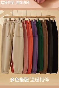 玫兰朵秋冬女防风裤2023新款少女版哈伦休闲百搭加厚保暖卫裤8832