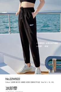冰川时代休闲裤女士速冰裤桑蚕丝高腰薄款直筒百搭卫裤长裤22W922