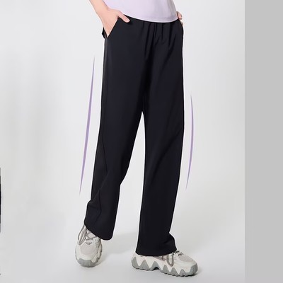 红一号2025春夏新款时尚窄版直筒裤女高腰速干软壳休闲长裤50095