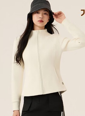 洁米短外套女装2025秋季新款立领上衣瑜伽跑步修身拉链开衫5W619