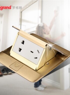 TCL罗格朗地脚插座黄铜防水液压缓冲阻尼式5五孔地插地面插