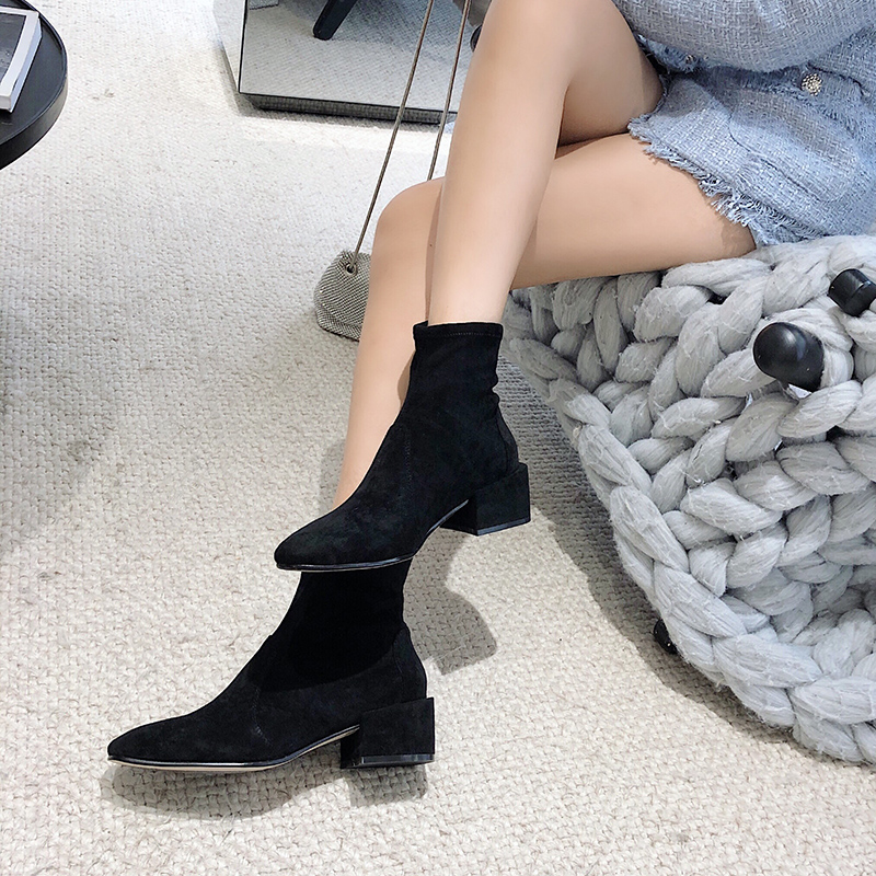 网红短筒中跟春秋单靴