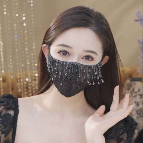 [防晒素颜口罩]新款透气防晒防风防护装饰面纱可水洗口罩女高颜值