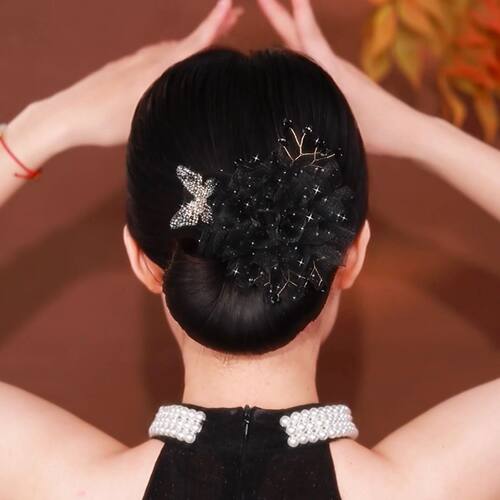 花朵网纱盘发器2024新款女后脑勺懒人固定发夹甜美气质头饰扭扭夹